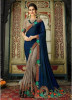 Dark Blue & Gray Georgette With Heavy Designer Embroidery Saree