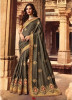 Olive Green Silk With Heavy Embroidery Saree