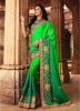 Lime Green Silk With Heavy Embroidery Saree