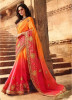 Orange Silk With Heavy Embroidery Saree
