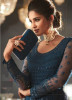 Dark Teal Blue Net With Can Can Salwar Suit
