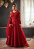 Dark Red Net With Can Can Salwar Suit