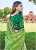 Lime Green & Dark Green Banarasi Silk Saree