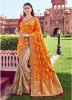 Orange & Beige Banarasi Silk Saree