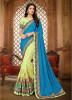Pista & Sky Blue Vichitra Silk Embroidery Saree