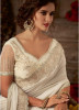 Off White Shimmer Silk Embroidery Saree
