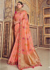 Peach Pure Modal Banarasi Silk Saree