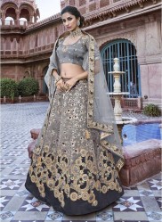 Gray Banarasi Silk Jacquard Lehenga Choli