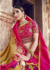 Pink & Mustard Banarasi Pure Silk Embroidery Saree