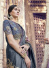 Dark Gray & Mauve Banarasi Pure Silk Embroidery Saree