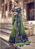 Green & Blue Banarasi Pure Silk Embroidery Saree