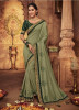 Olive Green Georgette Silk Embroidery Saree