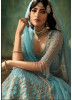 Light Sea Blue Jari & Swarovski Embroidery Ghagra-Bottom Salwar Suit