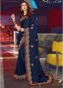 Navy Blue Satin Georgette Embroidery Saree
