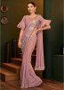 Rose Pink Lycra Designer Saree