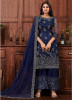 Dark Blue Net Palazzo-Bottom-Salwar Suit
