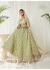 Sage Green Net With Banglori Silk Wedding Lehenga Choli