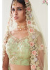 Sage Green Net With Banglori Silk Wedding Lehenga Choli