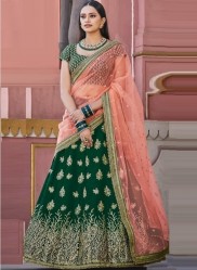 Dark Green Handloom Silk Wedding Lehenga Choli