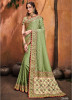 Sage Green Pure Satin Wedding Wear Saree