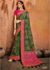 Dark Green & Magenta Banarasi Silk Wedding Wear Saree