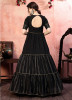 Black Silk Semi-Stitched Floor-Length Gown
