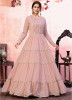 Baby Pink Georgette Semi-Stitched Floor-Length Gown