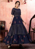 Dark Blue Silk Semi-Stitched Floor-Length Gown