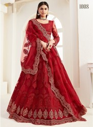 Red Net With Silk Satin Wedding Lehenga Choli