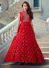 Red Georgette Floor-Length Readymade Gown