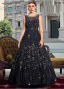 Black Chinon Silk Floor-Length Readymade Gown