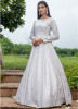 White Cotton Semi-Stitched Floor-Length Gown
