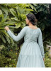 Powder Blue Silk Semi-Stitched Floor-Length Gown
