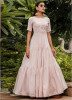 Light Baby Pink Cotton Semi-Stitched Floor-Length Gown