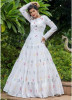 White Cotton Semi-Stitched Floor-Length Gown