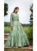 Sage Green Cotton Semi-Stitched Floor-Length Gown