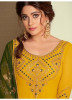 Yellow & Green Georgette Ghaghra-Bottom Suit