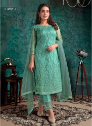 Aqua Blue Net Designer Salwar Suit