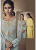 Powder Blue Pure Banarasi Jacquard Salwar Suit