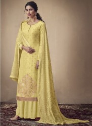 Yellow Pure Banarasi Jacquard Salwar Suit