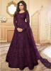Dark Purple Net With Embroidery Work Ankle-Length Salwar Suit