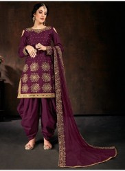 Purple Jam Cotton With Embroidery Work Salwar Kameez