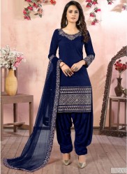 Royal Blue Art Silk Patiala Salwar Kameez