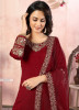 Red Art Silk Patiala Salwar Kameez