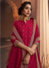 Bright Red Pure Silk Embroidery Work Ankle-Length Salwar Suit