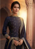 Dark Blue Pure Silk Embroidery Work Ankle-Length Salwar Suit