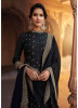 Black Pure Silk Embroidery Work Ankle-Length Salwar Suit