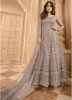 Mauve Net With Front N Back Neck Embroidery Ankle Length Salwar Suit