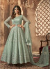Saga Green Net With Front N Back Neck Embroidery Ankle Length Salwar Suit