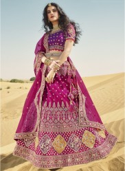 Purple Banarasi Silk With Heavy Work Wedding Lehenga Choli